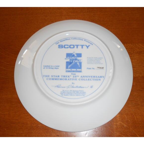 Hamilton Collection 1991 "Scotty" Star Trek 25th Anniversary Commemorative Plate - Picture 4 of 5